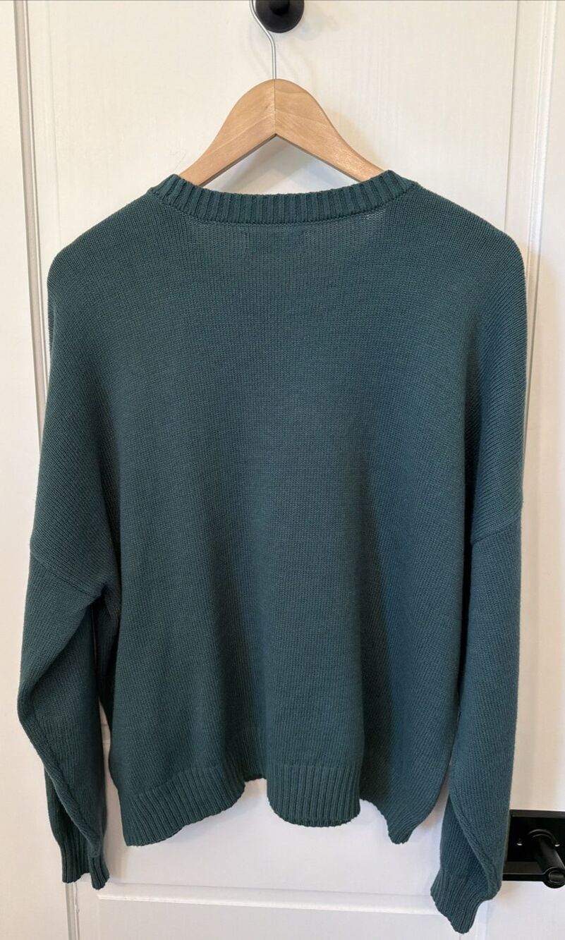Women's Hollister Green White Sweater 22 XL Preppy University Casual Y2K Style - Picture 5 of 12